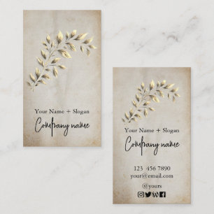 Modern Kraft Printed Gold Leaf  Business Card