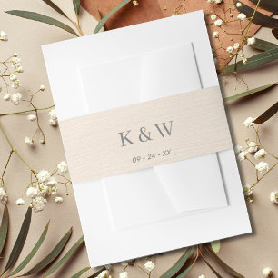 Modern Kraft Style Linen Monogram Invitation Belly Band