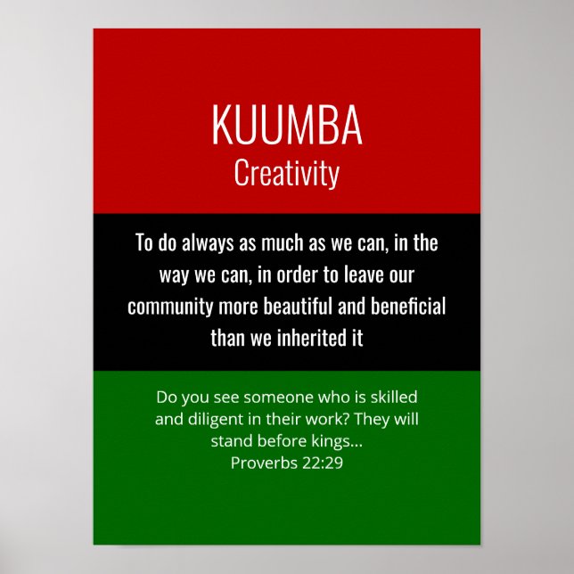 Modern Kwanzaa KUUMBA Poster (Front)