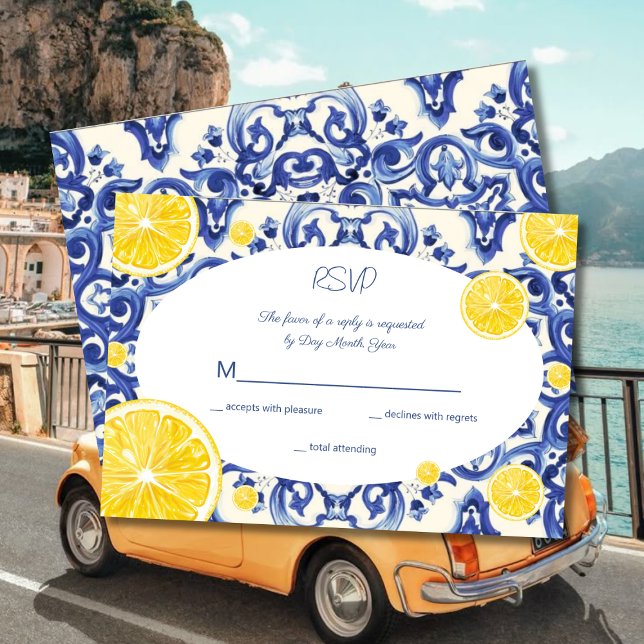 Modern La Dolce vita Lemon RSVP Invitation (Creator Uploaded)