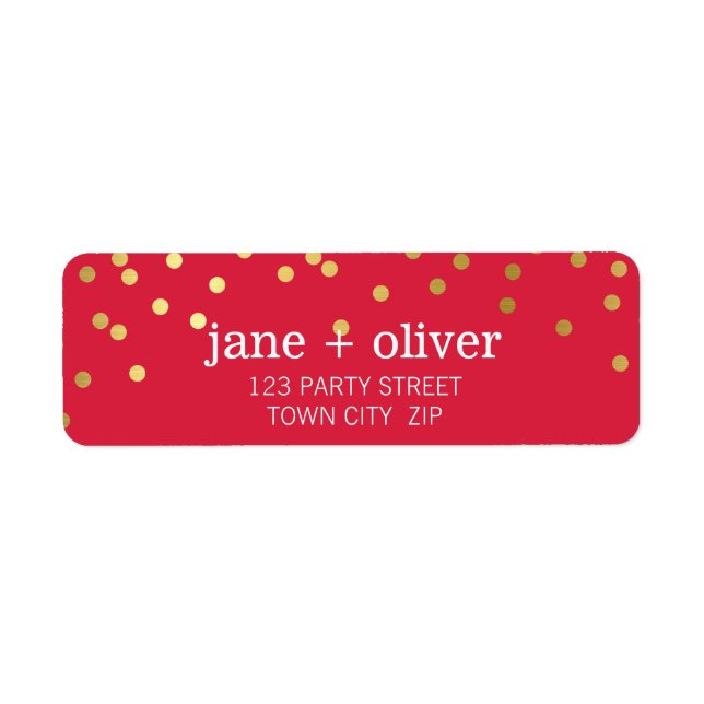 MODERN LABEL cute confetti spots gold foil red (Front)