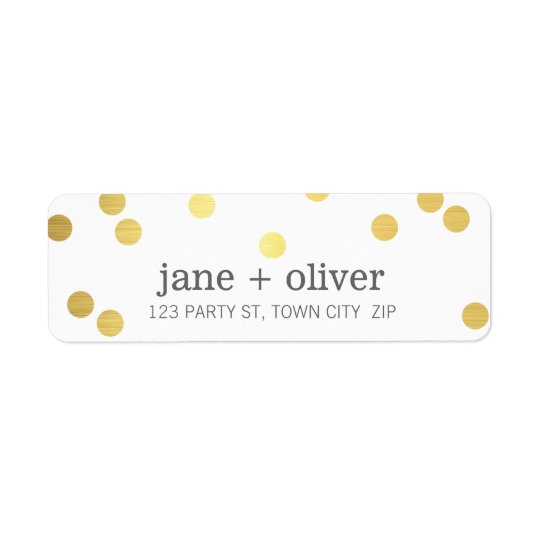 MODERN LABEL cute playful confetti spots gold foil Return Address Label