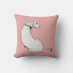 Modern Labrador Dog Art Blush Pink Throw Pillow