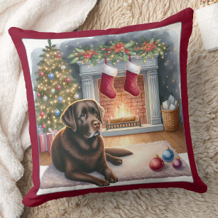 Chocolate lab christmas pillow best sale