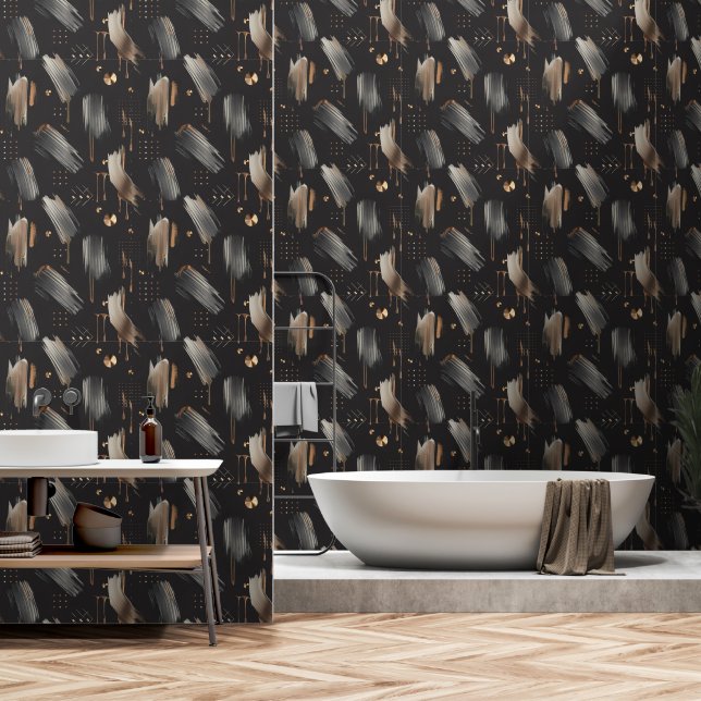 Modern Labyrinth (Metallic Paint) Luxury Wallpaper (Bathroom)