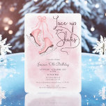 Modern lace up your skates ice skate birthday invitation<br><div class="desc">Modern and cool original hand painted blush pink ice skating shoes and pink ribbon and bow on a pink watercolor background with a modern hand lettered ,  Lace up your skates. A cool winter 10th birthday party.</div>