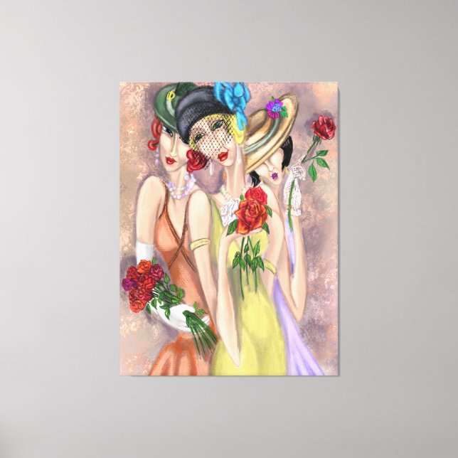 Modern Ladies with Roses Canvas Print (Front)