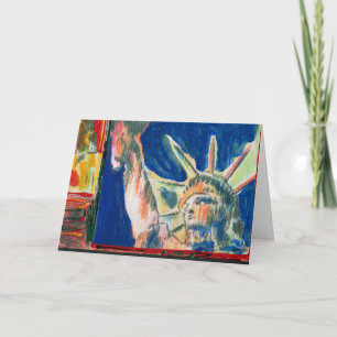 Modern Lady Liberty Watercolor Colourful postcard