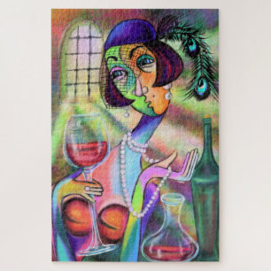 Modern Lady Pearl - Art Style - Original Painting  Jigsaw Puzzle