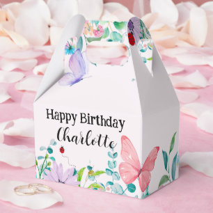 Modern Ladybug Butterfly colourful flower Birthday Favor Box
