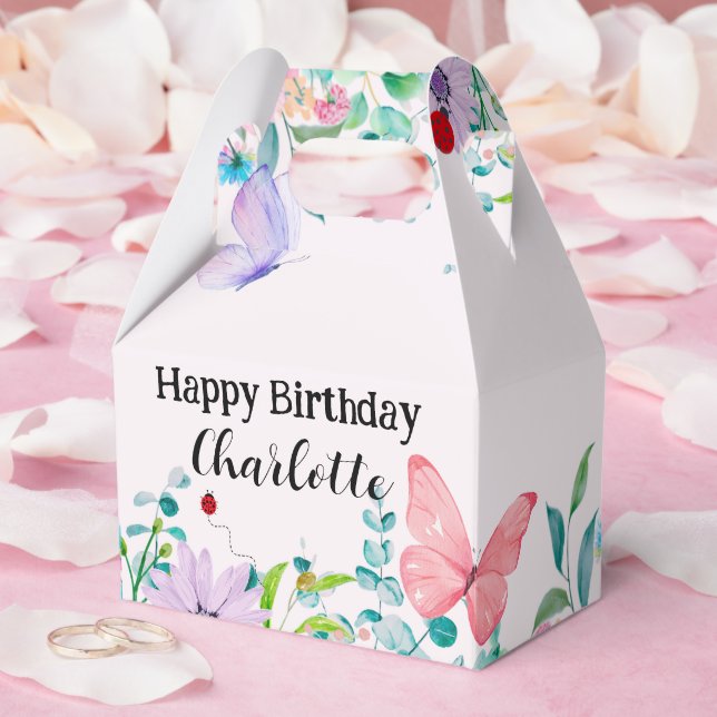 Modern Ladybug Butterfly colourful flower Birthday Favor Box (Wedding)
