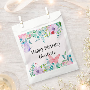 Modern Ladybug Butterfly colourful flower Birthday Favour Bag