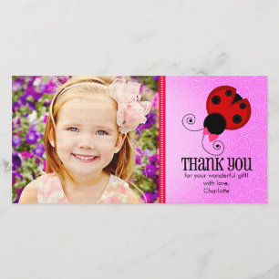 Modern Ladybug Personalized Thank You Card