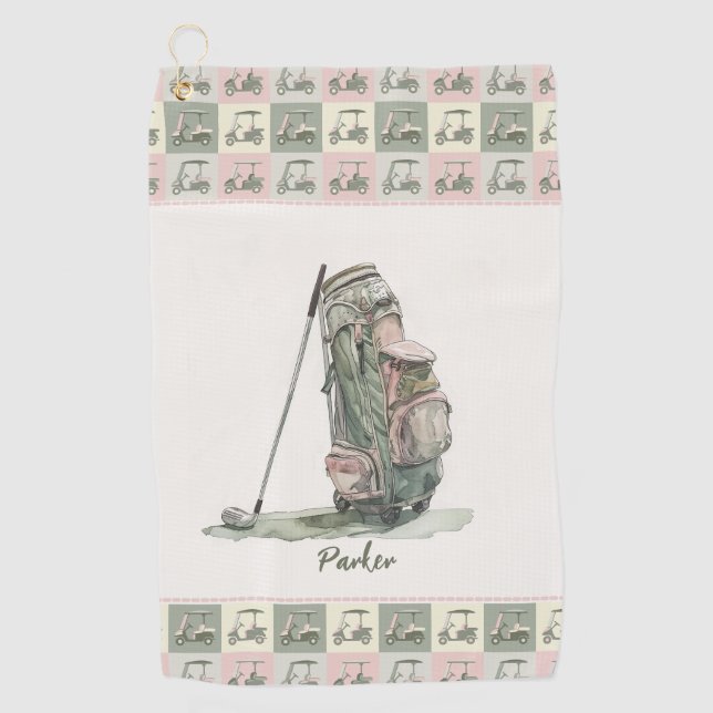Modern Lady's Golf Bag Monogrammed  Golf Towel (Front)