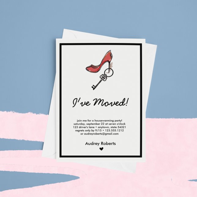 Modern Lady's Housewarming Party Key & High Heel Invitation (Creator Uploaded)