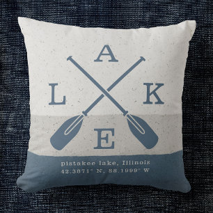 Modern Lake House Coordinates Custom Throw Pillow