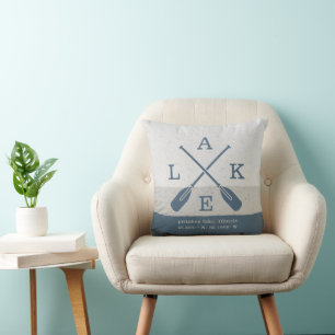 Modern Lake House Coordinates Custom Throw Pillow