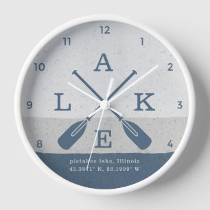 Modern Lake House Custom Coordinates Clock