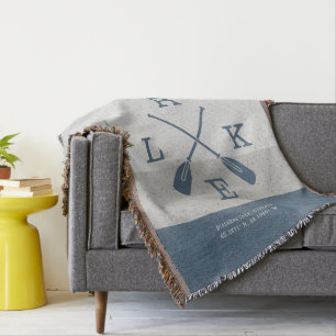 Modern Lake House Custom Coordinates Throw Blanket