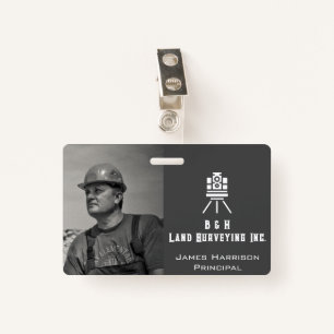 Modern Land Surveyor Business Photo ID Badge