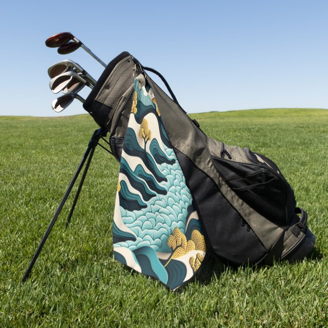 Modern Landscape Golf Towel (Green)