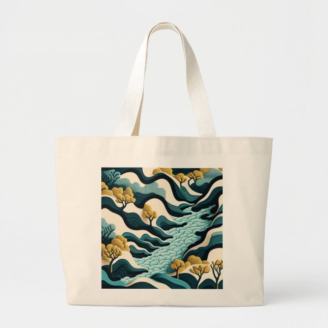 Modern Landscape Large Tote Bag (Front)