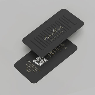 Modern Landscape Monogram Black Gold Professional  Business Card