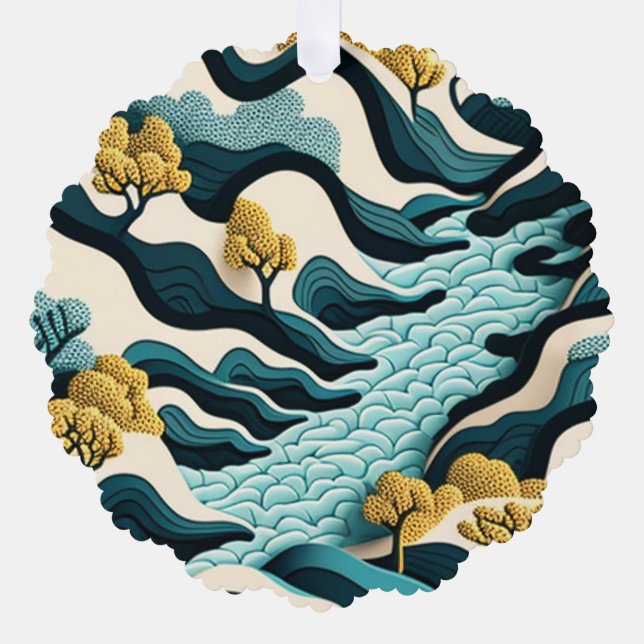 Modern Landscape Ornament Card (Front)