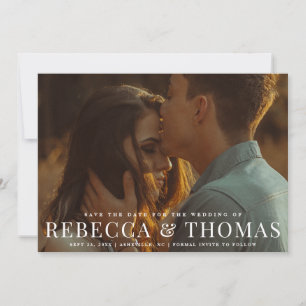 Modern landscape photo wedding save the date