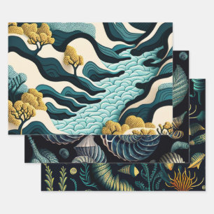 Modern Landscape Wrapping Paper Sheet