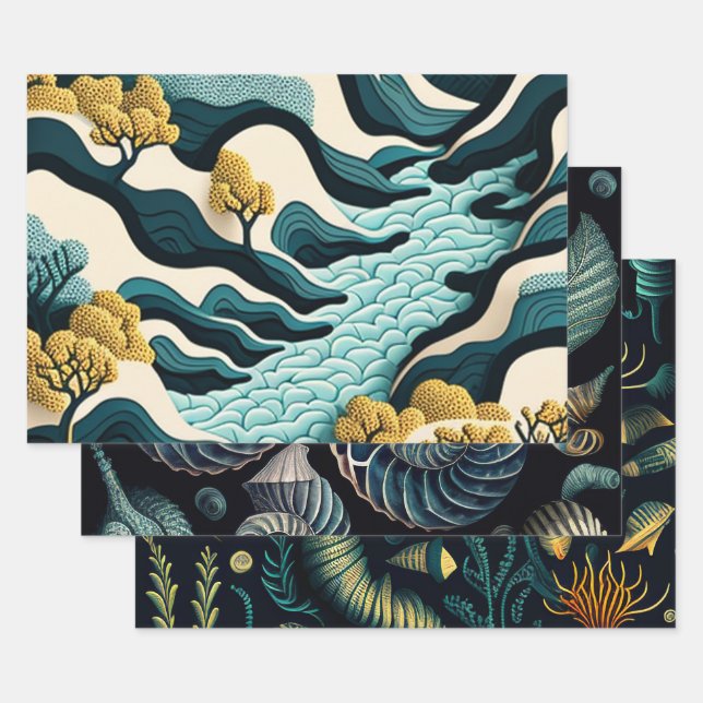 Modern Landscape Wrapping Paper Sheet (Set)