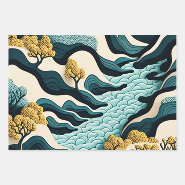 Modern Landscape Wrapping Paper Sheet (Front 3)