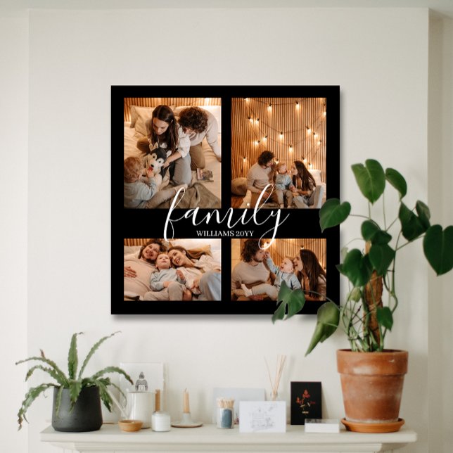 Modern Large 4 Photo Family Collage Canvas Print (Creator Uploaded)