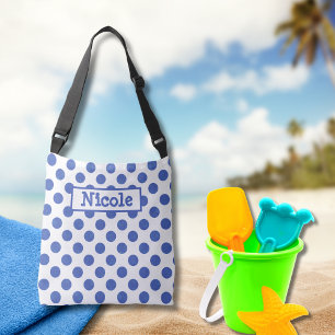 Modern Large Blue Polka Dot Crossbody Bag