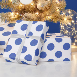 Modern Large Blue Textured Polka Dot Wrapping Paper