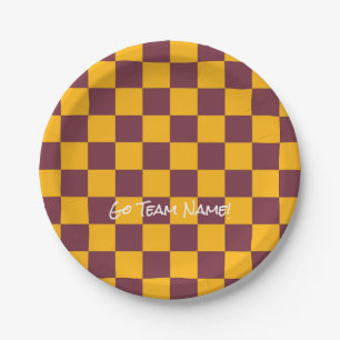 Modern Large Chequered Sports Colours Team Spirit Paper Plate