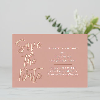 Modern Large Font on Dusty Peach Save the Date