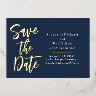 Modern Large Font on Navy Blue Save the Date