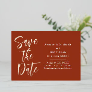 Modern Large Font on Terra Cotta Save the Date