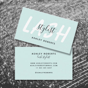 Modern lash stylist aqua blue business card