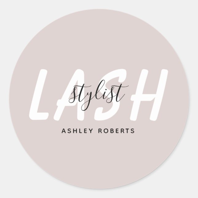 Modern lash stylist tan classic round sticker (Front)