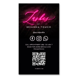 Modern Lashes Beauty Salon Lash Extensions QR Magnetic Business Card