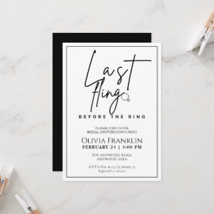 Modern last fling before the ring bridal shower invitation
