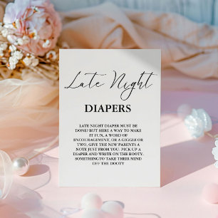 Modern Late Night Diaper Baby Shower Game Pedestal Sign