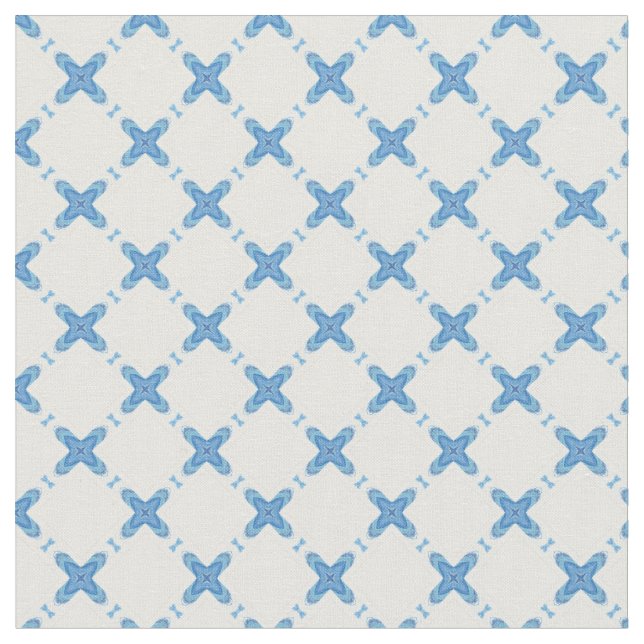Modern lattice blue white classy pattern fabric (Close Up)