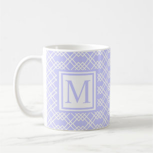 Modern Lattice Geometric Monogram Light Periwinkle Coffee Mug