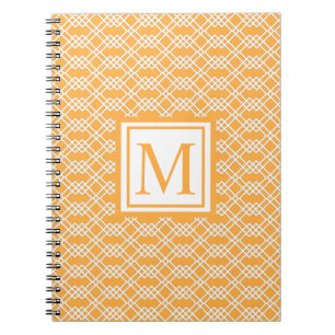 Modern Lattice Geometric Monogram Mango Sorbet Notebook