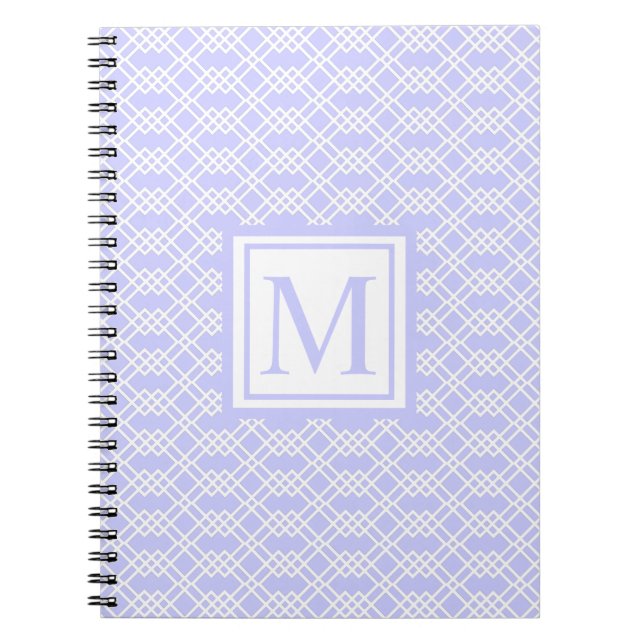 Modern Lattice Geometric Monogram Periwinkle Blue Notebook (Front)