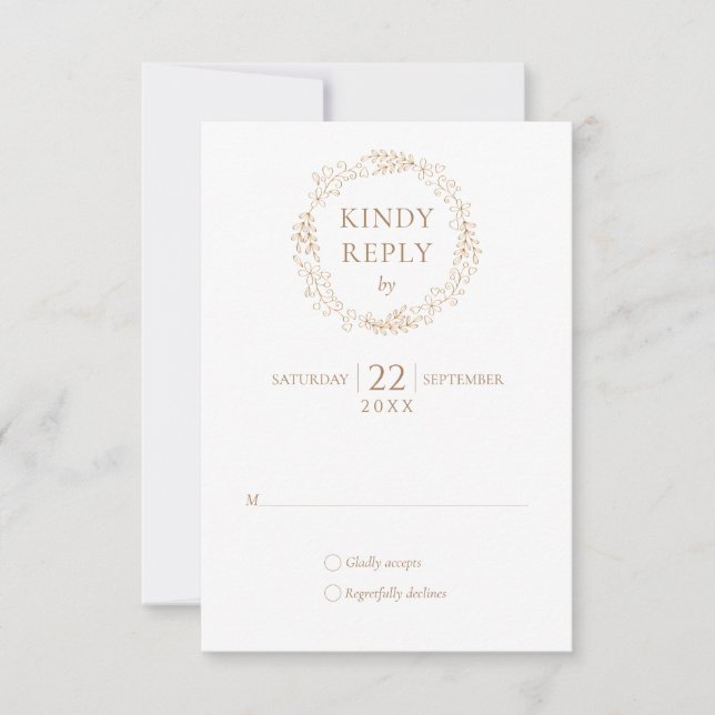Modern Laurel Garland Wedding RSVP Card (Front)