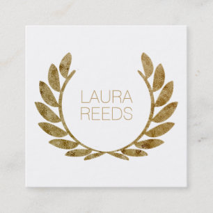 Modern Laurel Wreath Gold Professional Square Business Card